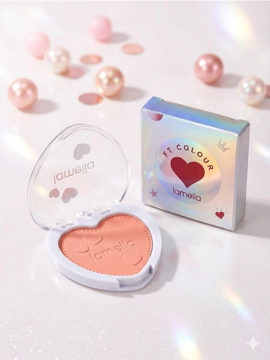 Румяна для лица Lameila Heart, компактные, персиковый оттенок