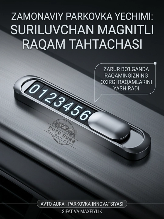 Avtomobil uchun telefon raqami ko‘rsatkichli vizitka - 