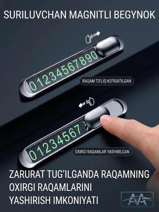 Avtomobil uchun telefon raqami ko‘rsatkichli vizitka