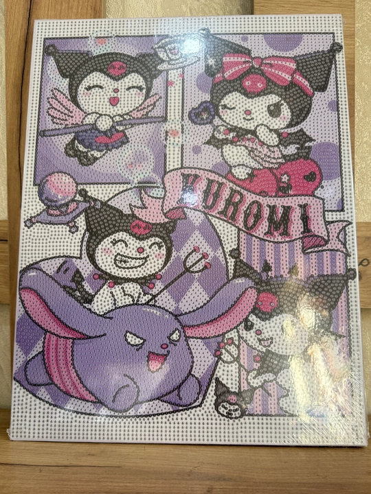 Ramkadagi olmos mozaika: Malika, Kuromi, Xello Kitti, Stich, Mario, Lotso, Kapibara