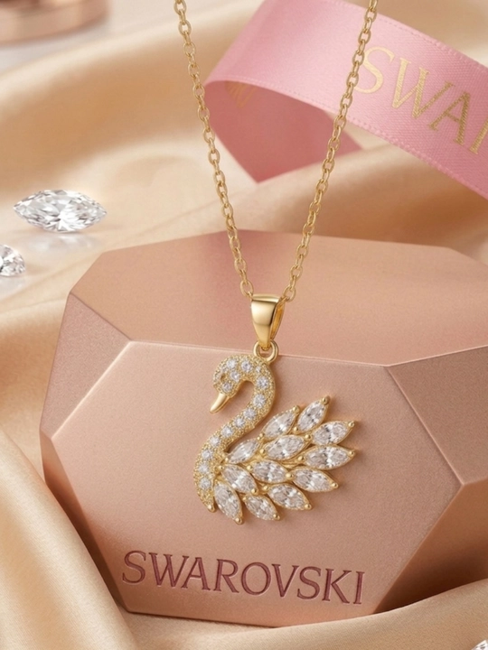 Ayollar uchun zanjir, ayollar aksessuarlari, bijuteriyalar, oqqush shaklida SWAROVSKI