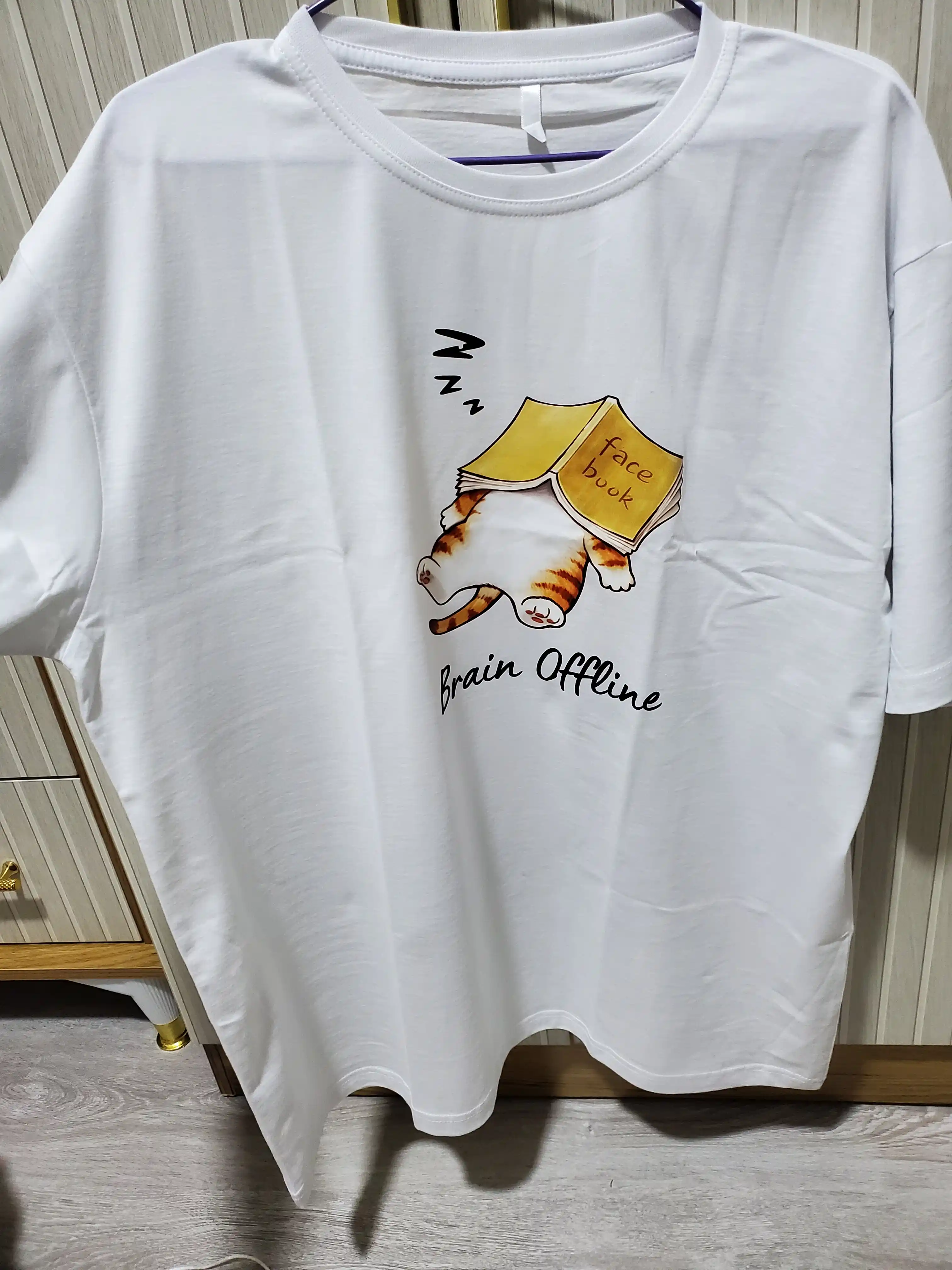 Mushukchalar printli ayollar uchun OVERSIZE paxtali futbolka, keng fasonli, ORZU-TEKS
