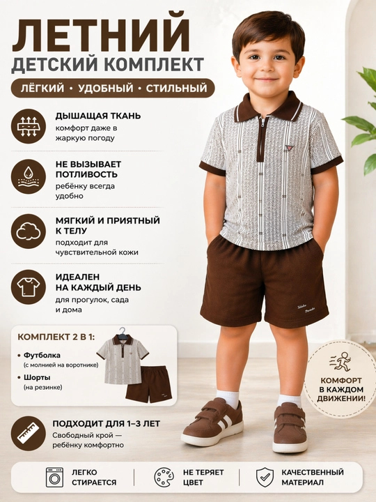 Bolalar uchun POLO futbolka-shortilar to‘plami, 1-6 yosh