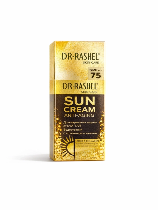 Dr rashel sun Cream SPF 75 Anti-Aging oltin va kollagen bilan — quyoshdan himoya kremi - 