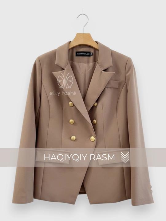 Ayollar klassik kostyumi, ikki qator tugmali pidjak va shim — ELLY FASHION