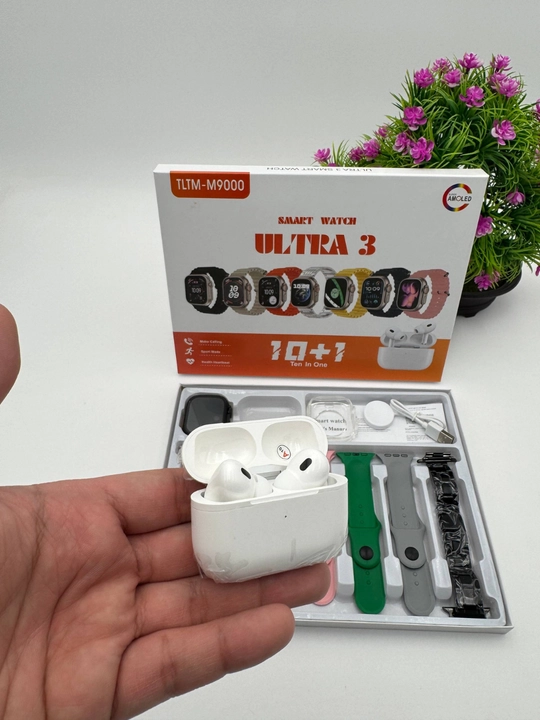 Smart Watch Ultra и Smart Watch 10, наушники Pods 2, ремешки 8–10 штук