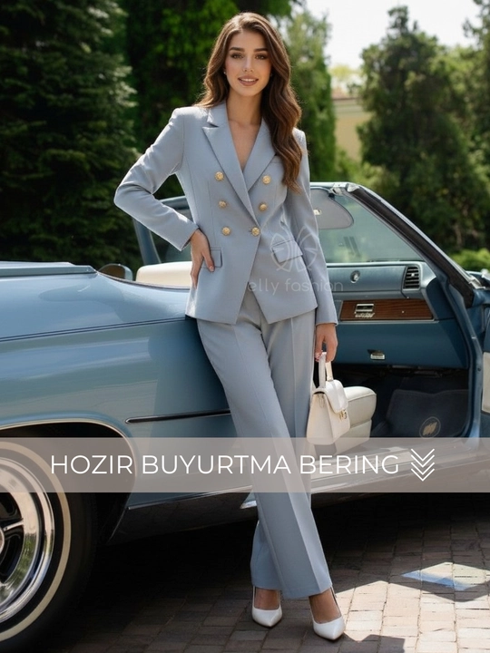 Ayollar klassik kostyumi, ikki qator tugmali pidjak va shim — ELLY FASHION