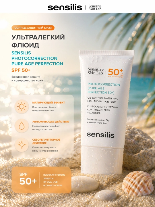 Солнцезащитный крем SPF 50+ Sensilis Photocorrection Pure Age Perfection, 40 мл