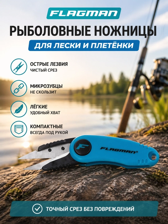 Кусачки для лески Flagman складные, ножницы для шнура и поводков
