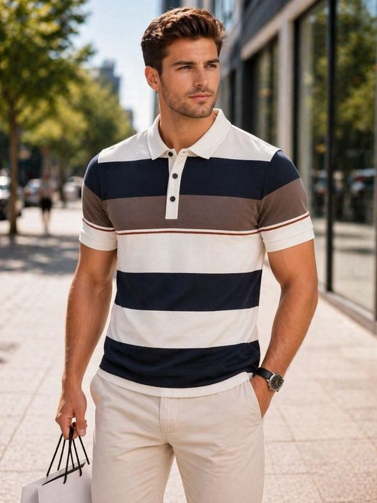 Поло мужское, на молнии, короткий рукав slim fit базовое, классика - 