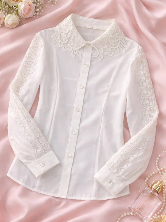 Блузка-рубашка школьная для девочки, кофта из шифона, Пекин, 7-11лет