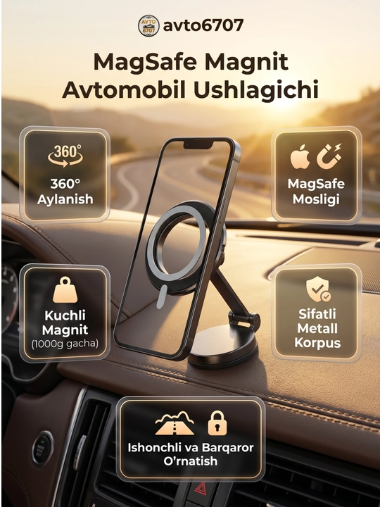Magsafe telefon ushlagich, magnit, 360 gradus aylanuvchi - 