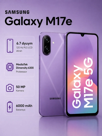 Смартфон Samsung Galaxy M17e 5G, мощный аккумулятор 6000мАч, камера 50Мп, 120Гц, гарантия 1 год — MAX007-M17E-СИРЕН-4/128