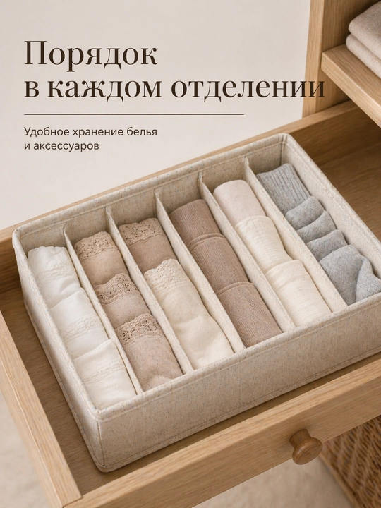 Органайзер для белья и носков в ящик комода, складной разделитель с ячейками, 3 размера