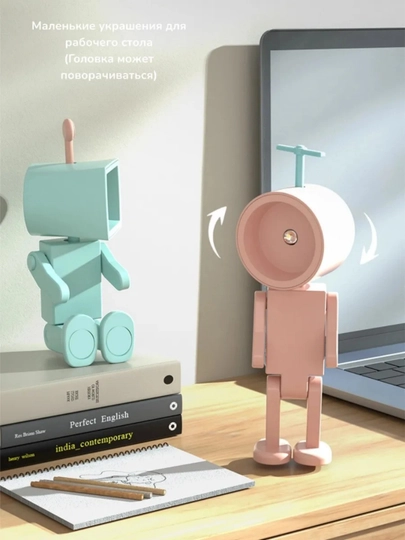 Kosmik robot tungi chiroq, LED, magnitli, batareyali, telefon uchun stend