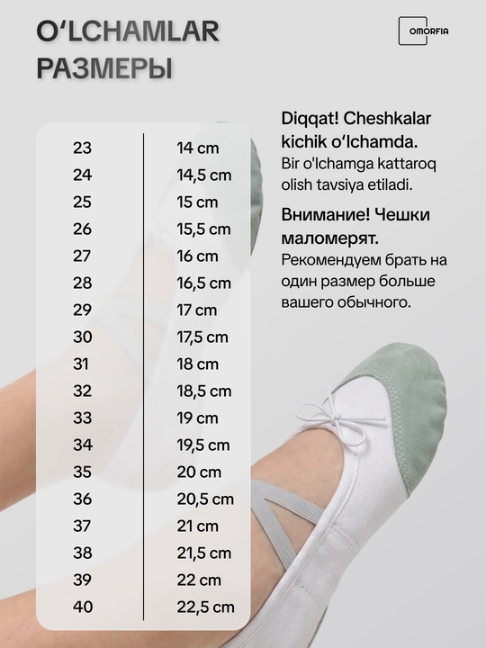Балетки для танцев и гимнастики с носиком, чешки, 23-40