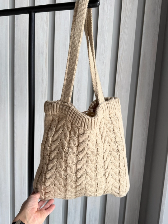 To‘qilgan shopper sumka relyef naqshli 32×32 sm tutqich 60 sm