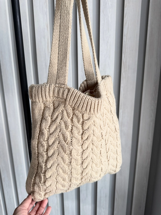 To‘qilgan shopper sumka relyef naqshli 32×32 sm tutqich 60 sm