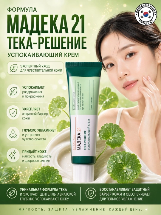 Madeca21 TECA Solution Cream 50 мл — Крем для акне, покраснений, увлажнения и барьера - 