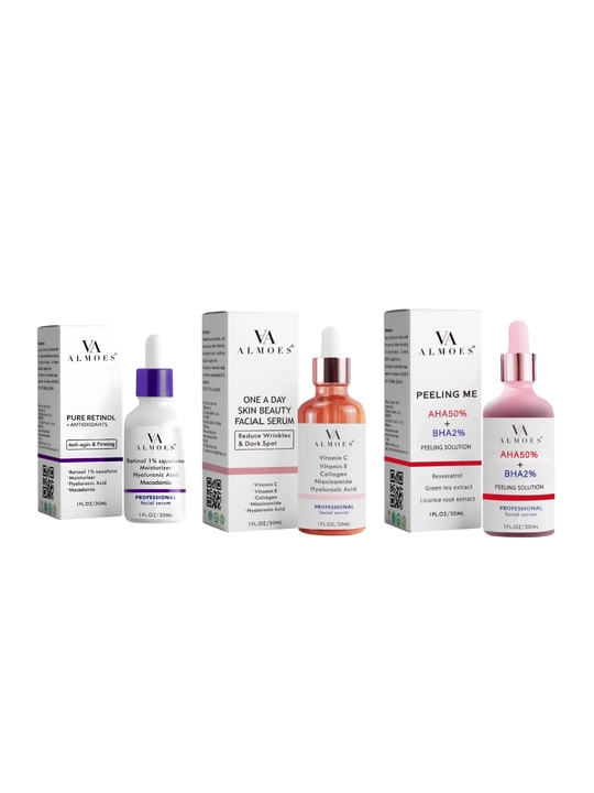 Набор сывороток для лица ALMOES Retinol, Vitamin C, AHA+BHA - 