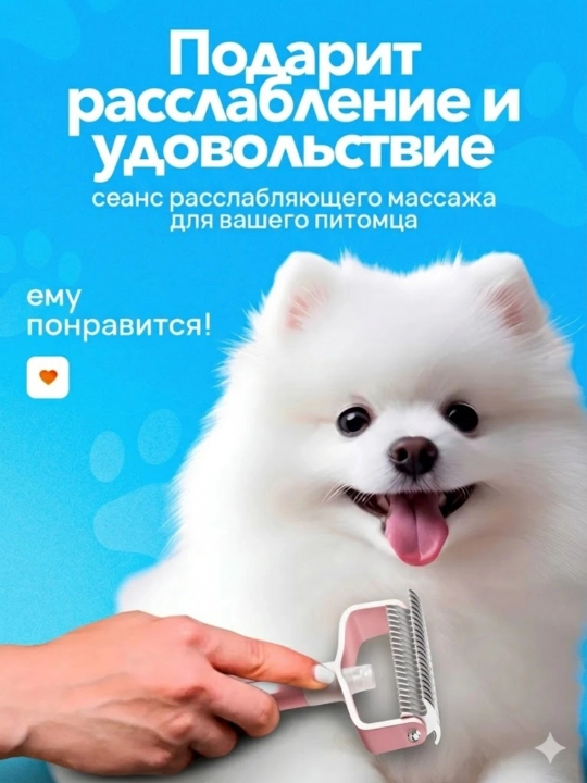 Пуходерка дешеддер колтунорез 3 в 1 со спреем, щетка для кошек и собак
