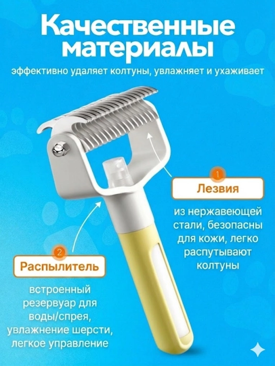 Пуходерка дешеддер колтунорез 3 в 1 со спреем, щетка для кошек и собак