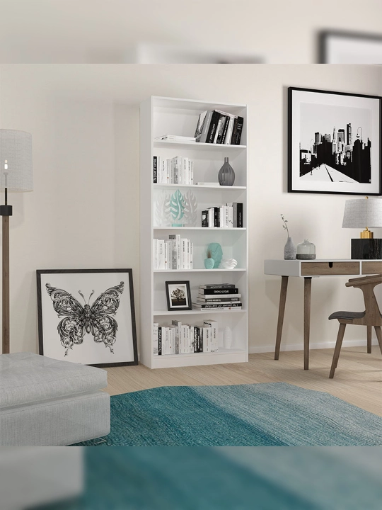 Polini Home Smart Stelage Vertikal, 6 bo'lim, 80x28x202 sm, oq