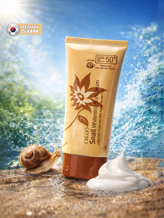 Quyoshdan himoyalovchi krem, CELLIO, Kollagen, Snail, Hyaluron, Green tea, SPF/PA50+++, 70