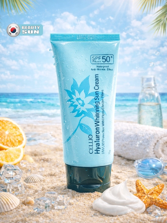 Quyoshdan himoyalovchi krem, CELLIO, Kollagen, Snail, Hyaluron, Green tea, SPF/PA50+++, 70