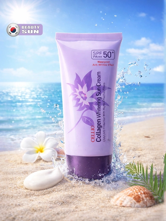 Quyoshdan himoyalovchi krem, CELLIO, Kollagen, Snail, Hyaluron, Green tea, SPF/PA50+++, 70