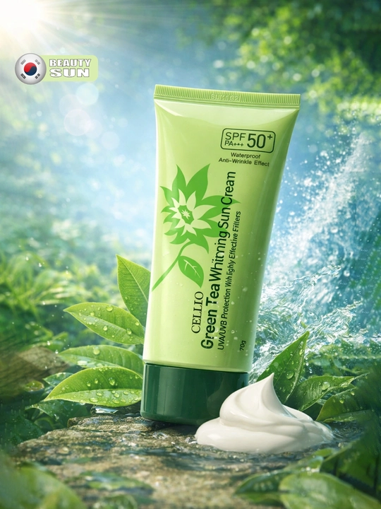 Quyoshdan himoyalovchi krem, CELLIO, Kollagen, Snail, Hyaluron, Green tea, SPF/PA50+++, 70