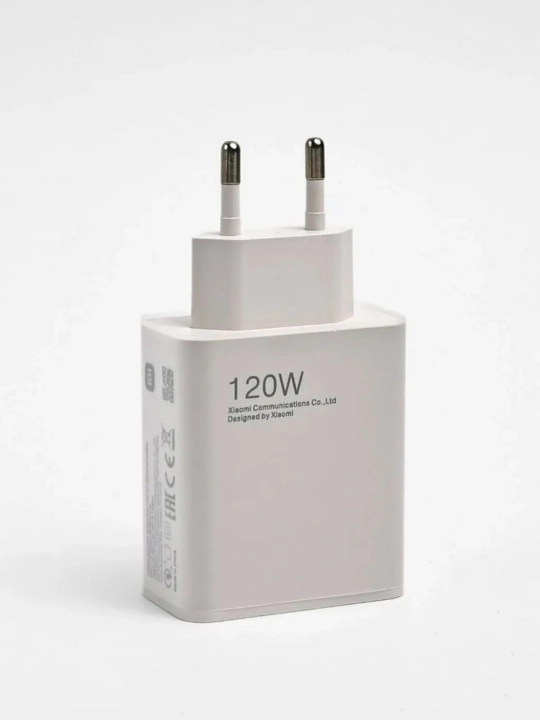 USB-A Kabeli bilan 120W Fast Charging tarmoq zaryadlash qurilmasi - Type-C, oq