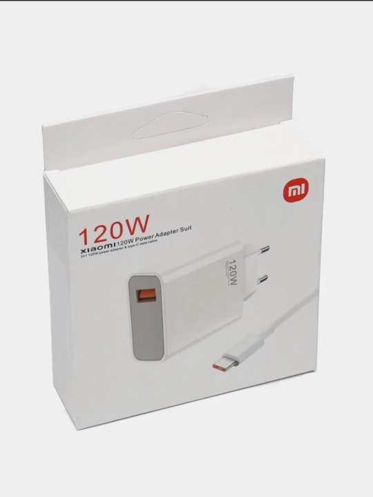 USB-A Kabeli bilan 120W Fast Charging tarmoq zaryadlash qurilmasi - Type-C, oq