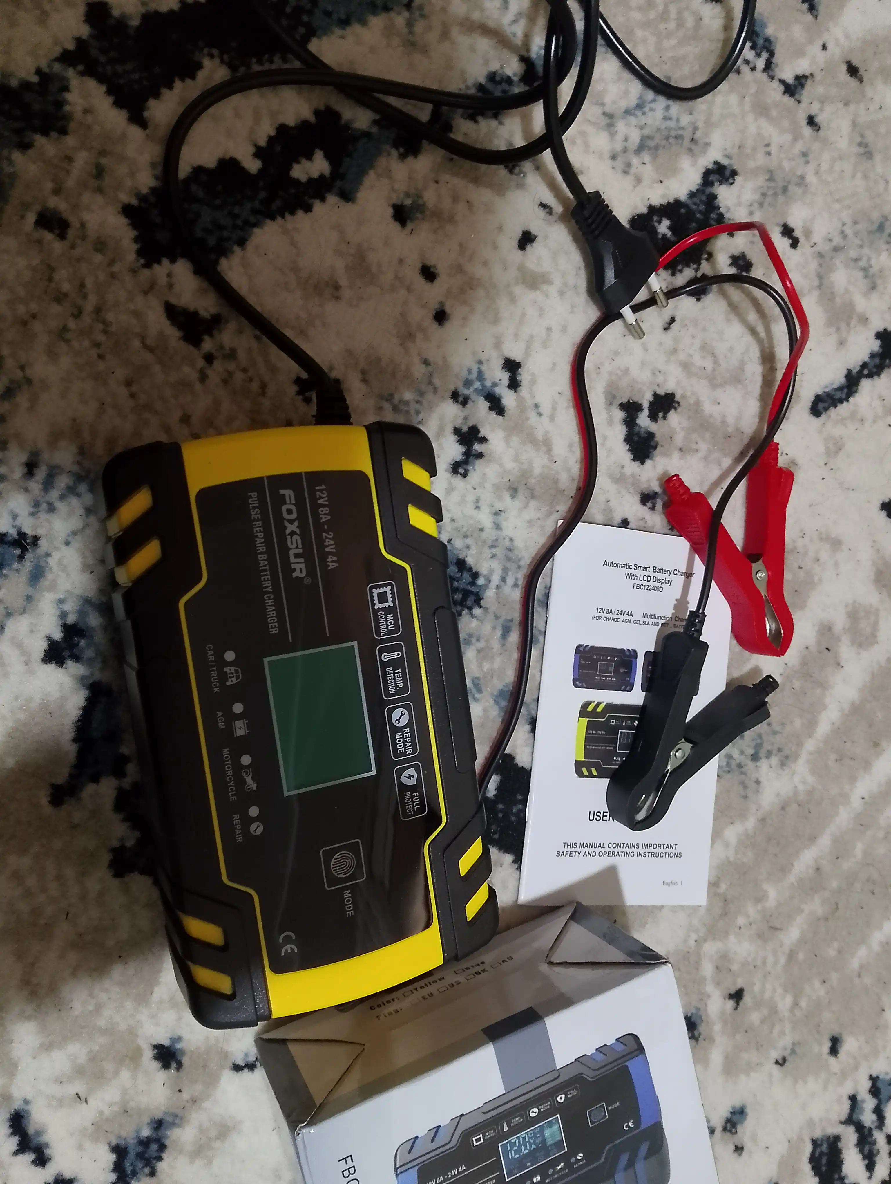 FOXSUR 12V 8A / 24V 4A akkumulyator zaryad qurilmasi, avtomatik, AGM GEL