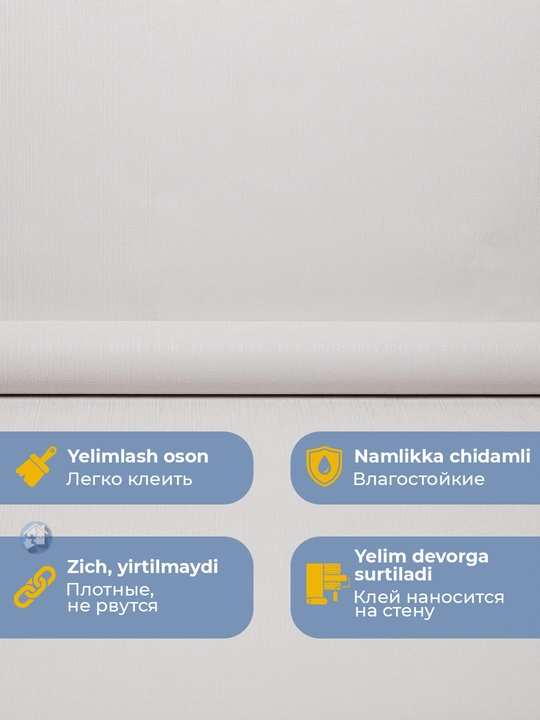 Serenuty devor uchun vinil oboylar flizelin asosida 1,06×10,05 m, qog‘oz asosida 0,53×10 m