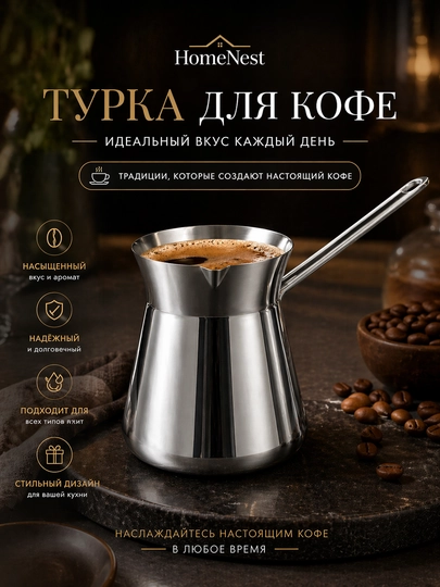 Турка для кофе из нержавеющей стали 250-450 мл, кофеварка для плиты - 