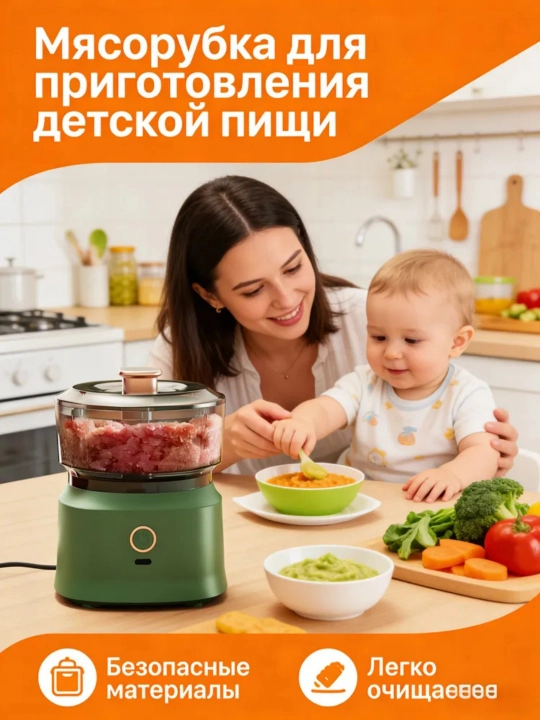 Измельчитель chopper 350 мл для мяса и овощей, кухонный блендер