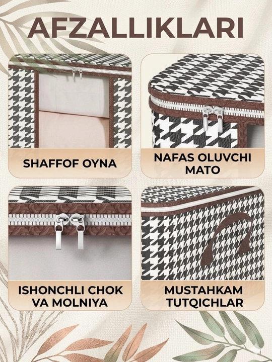 Buyumlar, kiyim-kechaklar, ichki kiyimlarni saqlash uchun qopqoqli va  yig‘ma organayzer