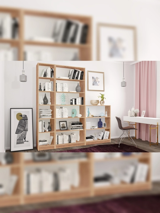 Polini Home Smart Stelage Vertikal, 6 qism, 40x28x202 sm, oltin eman hunarmandchiligi