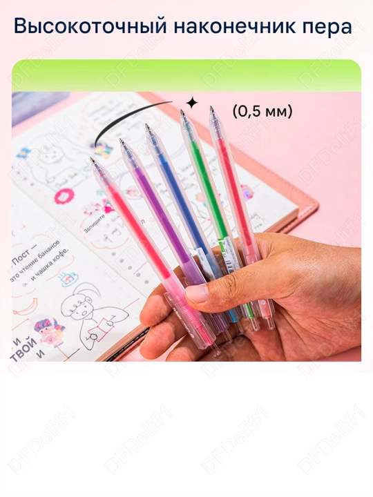 Ручка гелевая в наб. 12 цв. 0,5мм EG118-12B Deli, 118-12B-EG