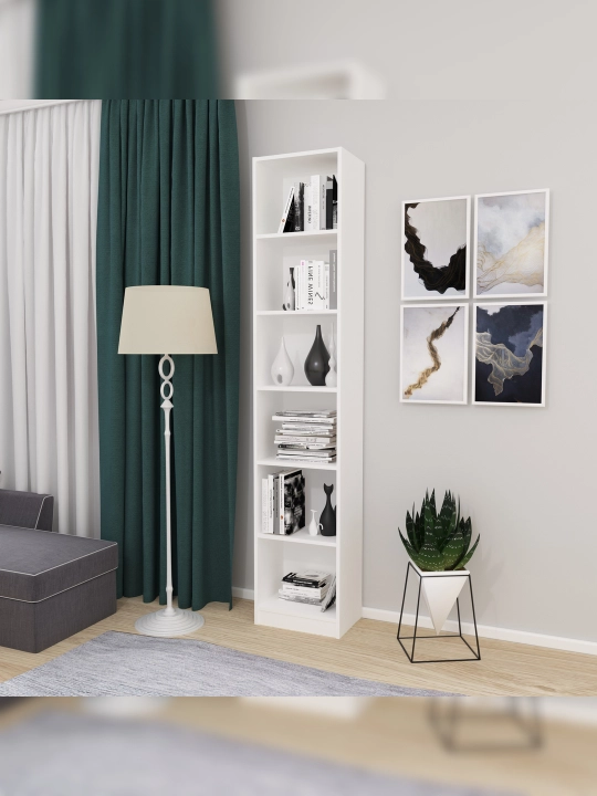 Polini Home Smart Stelage Vertikal, 6 bo'lim, 40x28x202 sm, oq