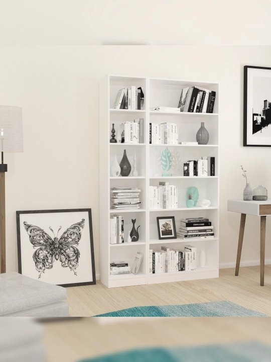 Polini Home Smart Stelage Vertikal, 6 bo'lim, 40x28x202 sm, oq