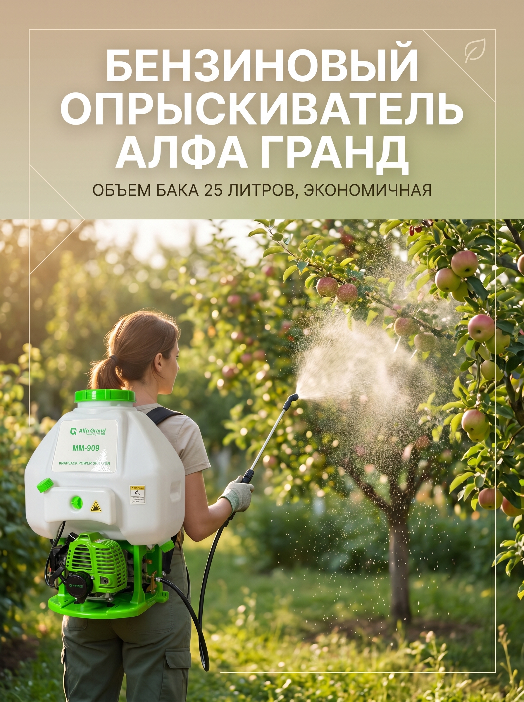 Бензиновый опрыскиватель для деревьев Alfa Grand MM-909 25 литров - 