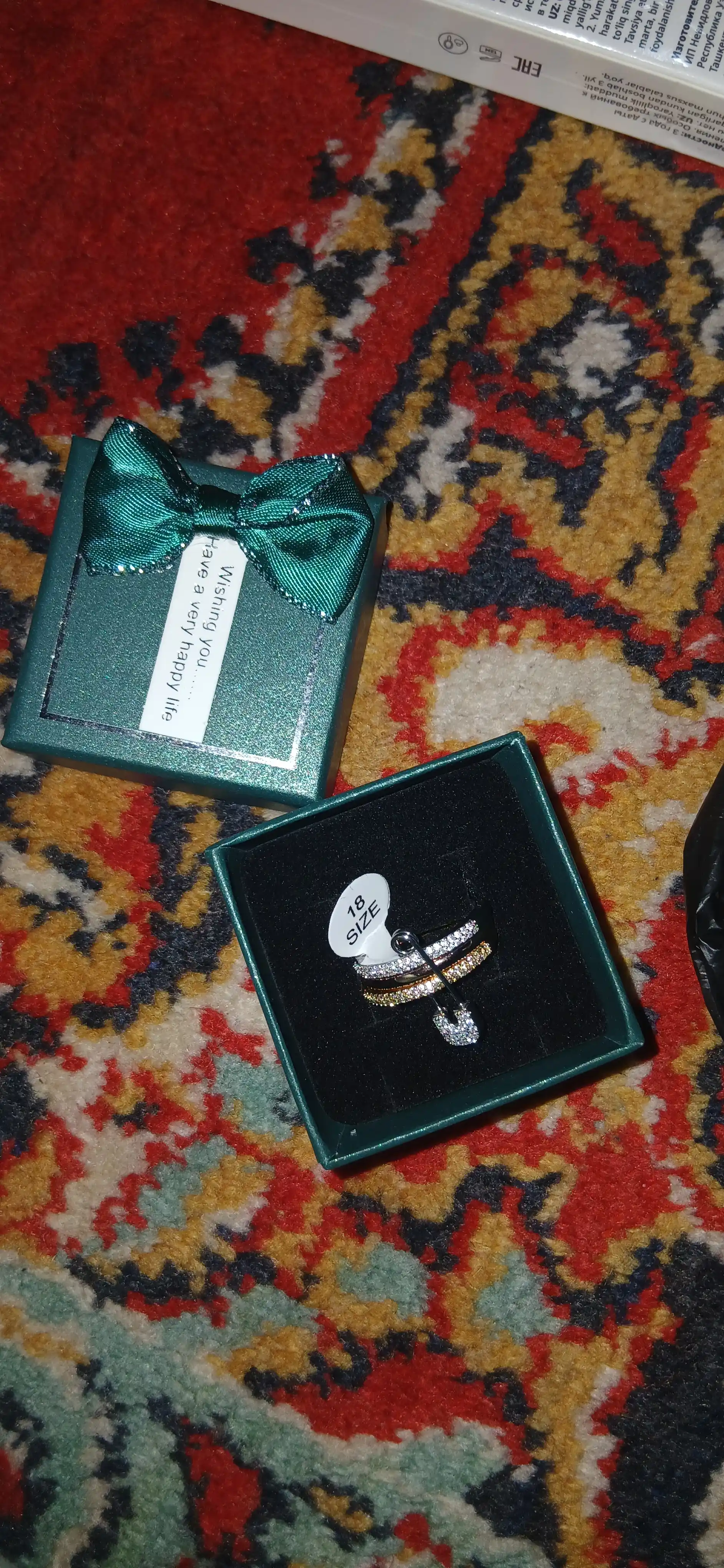 Safety Pin 3 qatlamli to‘g‘nog‘ichli uzuk, ayollar uzuklari, qizlar uchun uzuklar