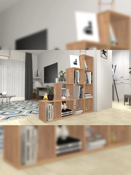 Polini Home Smart tokchasi 10 ta bo'lim, oltin eman hunarmandchiligi