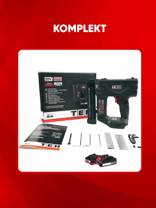 TEH akkumulyatorli gvozde va skobozabivnoy pistolet LGN32, 20V, 3.0 ta/sek,10-32 mm, 100ta