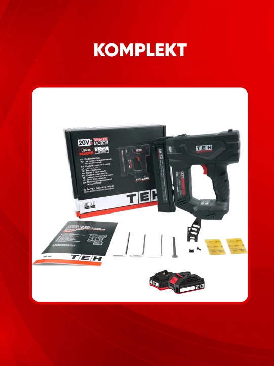 TEH akkumulyatorli shpilkozabivnoy pistolet LGN35, 20V, 3.0 ta/sek, shpilka 15-35 mm, 150