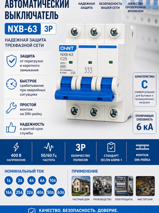 CHINT NXB-63 avtomatik o‘chirgichi (avtomat) - 