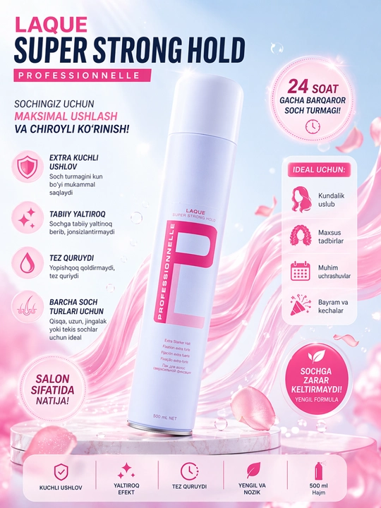 Professional soch laki Professionnelle, tez quriydi, yopishqoq qoldiq qoldirmaydi, 500 ml - 