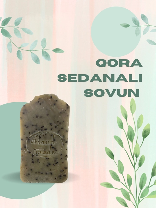 Qora sedanali sovun, tabiiy sovun, natural sovun, gozallik sovuni, yuz uchun